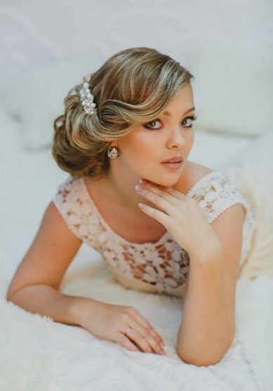 Свадебная прическа пучок (Е18841) - Стилист-визажист Елена Растоскуева