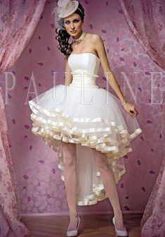 Свадебное платье Н49285. С пышной юбкой, короткое со шлейфом.