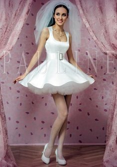 Свадебное платье Н49291. С пышной юбкой, короткое без шлейфа.