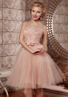 Вечернее платье З49499. С пышной юбкой, короткое без шлейфа.