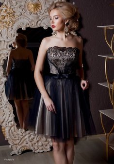 Вечернее платье З49503. С пышной юбкой, короткое без шлейфа.