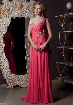 Вечернее платье З49506. В греческом стиле, длинное со шлейфом.